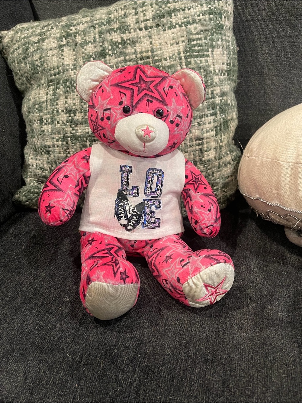 Build a bear Pink stars bear with shirt